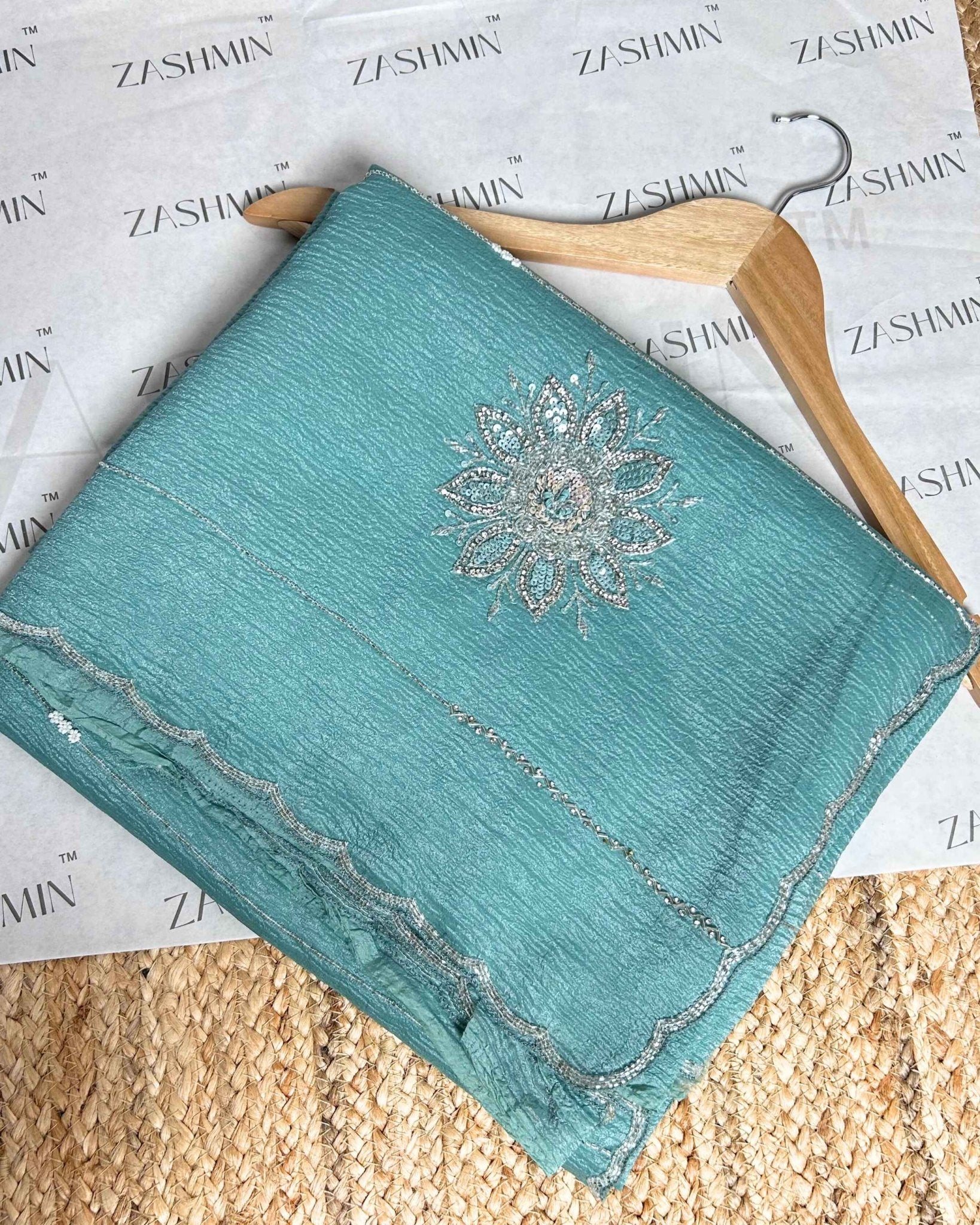 SAREE/FZG55 Zashmin Lotus Sea Green - Zashmin